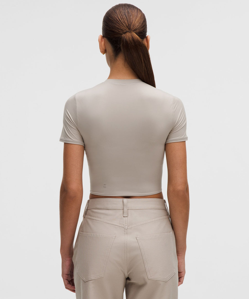 Wundermost Ultra-Soft Nulu Crewneck Cropped T-Shirt