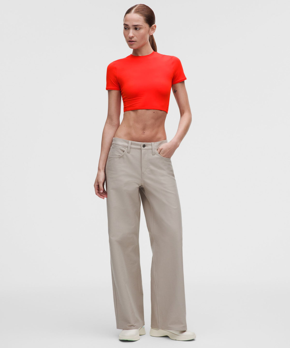 Wundermost Ultra-Soft Nulu Crewneck Cropped T-Shirt