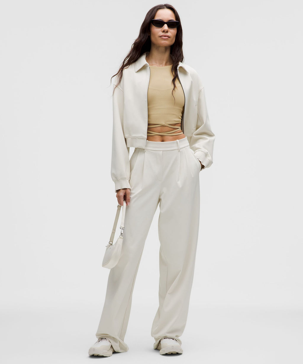 Logo Bead Ribbed Waist-Tie Long-Sleeve Shirt
