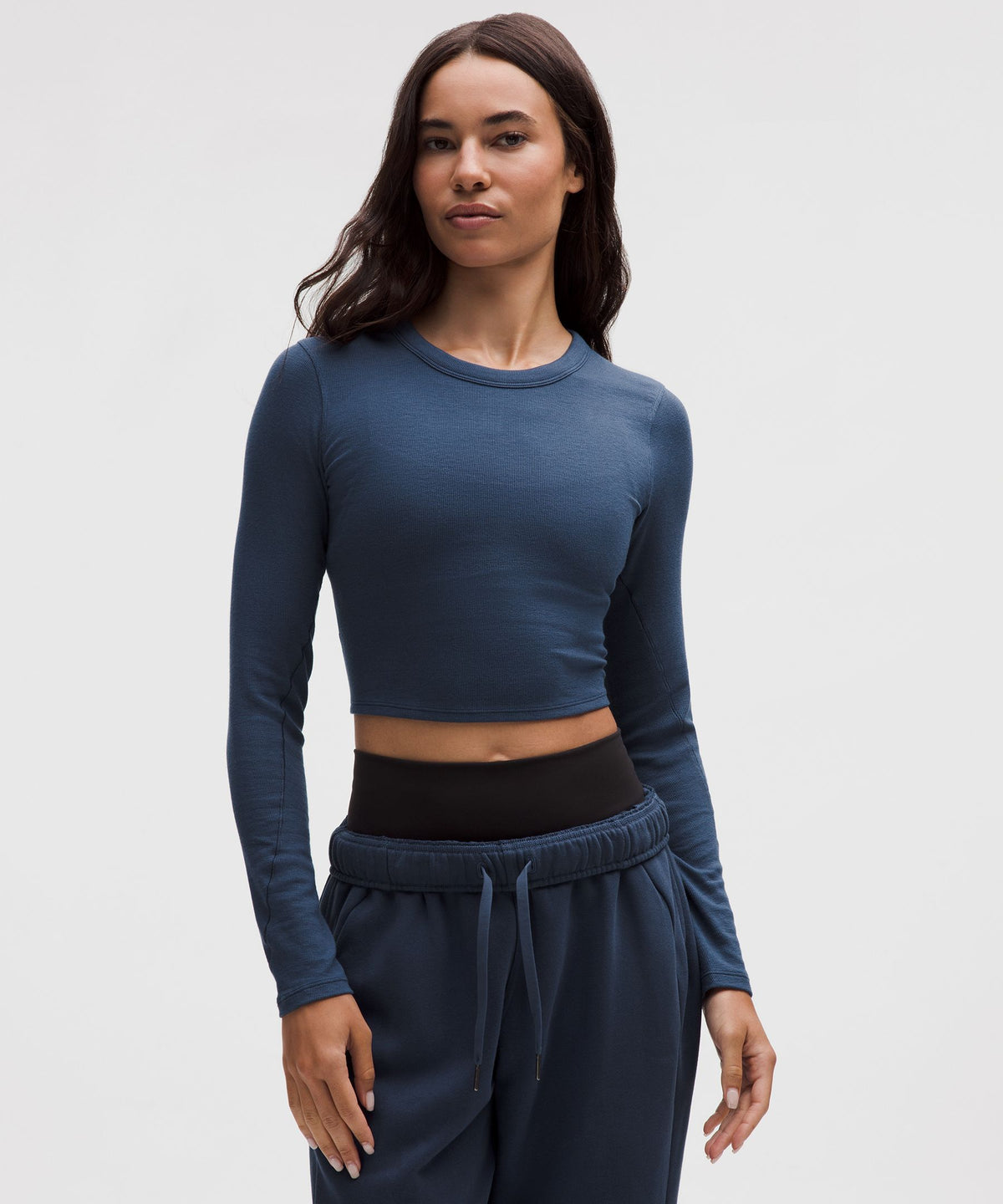 Hold Tight Straight-Hem Cropped Long-Sleeve Shirt