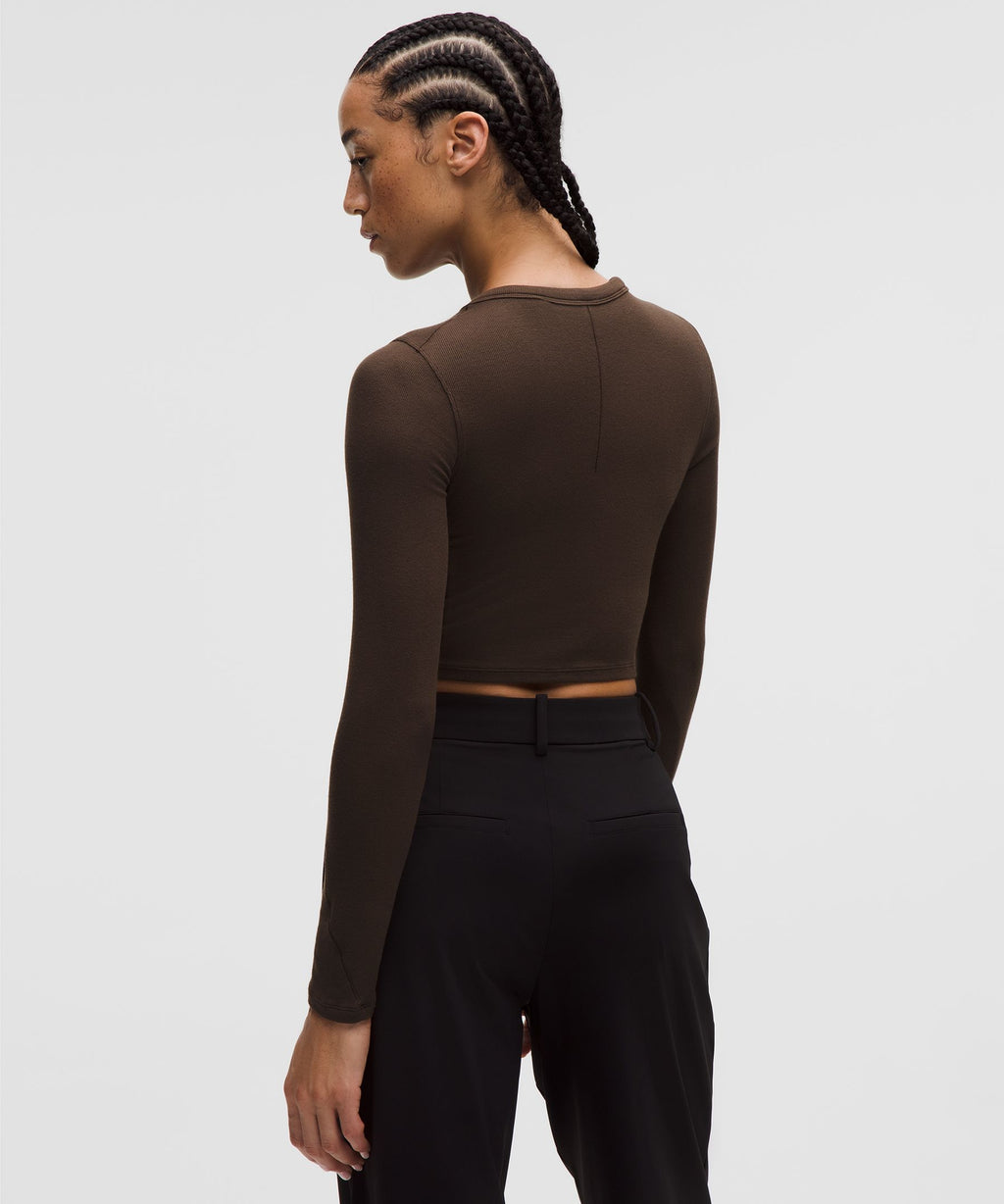 Hold Tight Straight-Hem Cropped Long-Sleeve Shirt