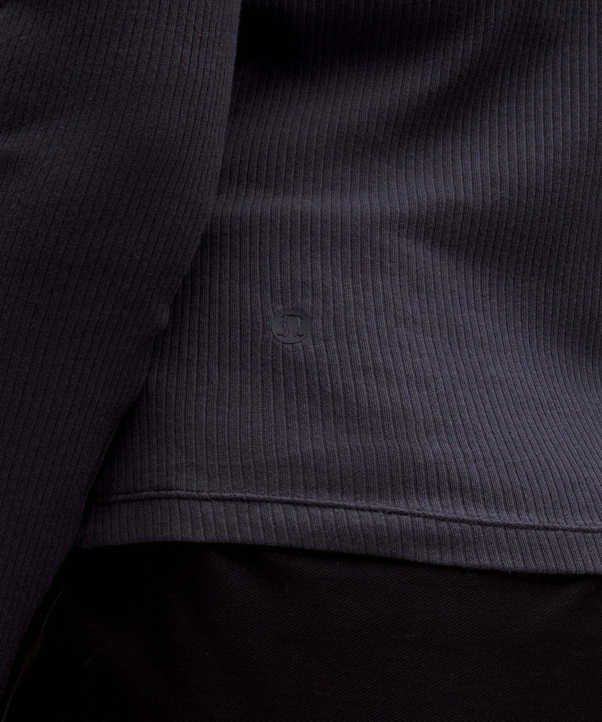 Sheer Cotton Ribbed Crewneck Long-Sleeve Shirt