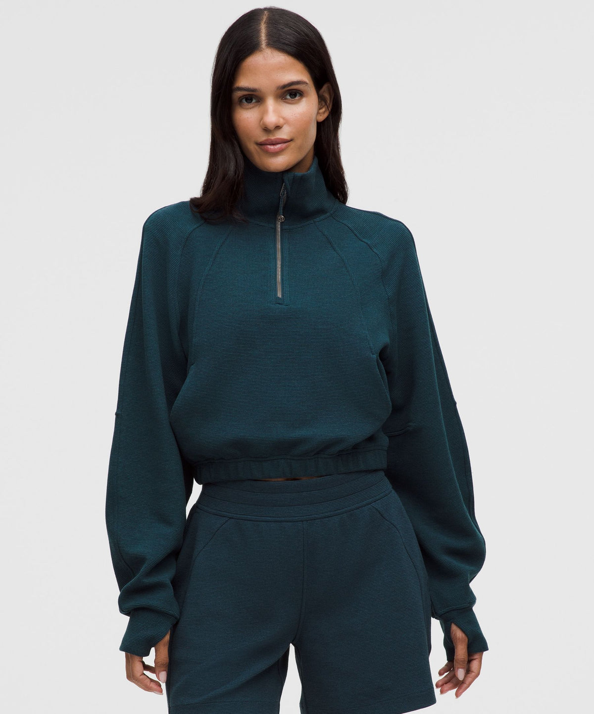 Scuba Cropped Funnel-Neck Half ZipWaffle