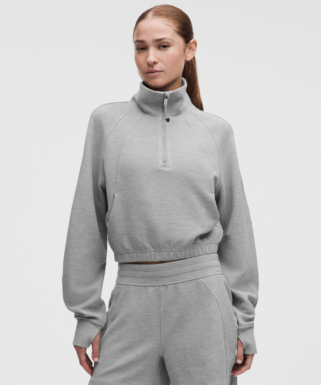 Scuba Cropped Funnel-Neck Half ZipWaffle