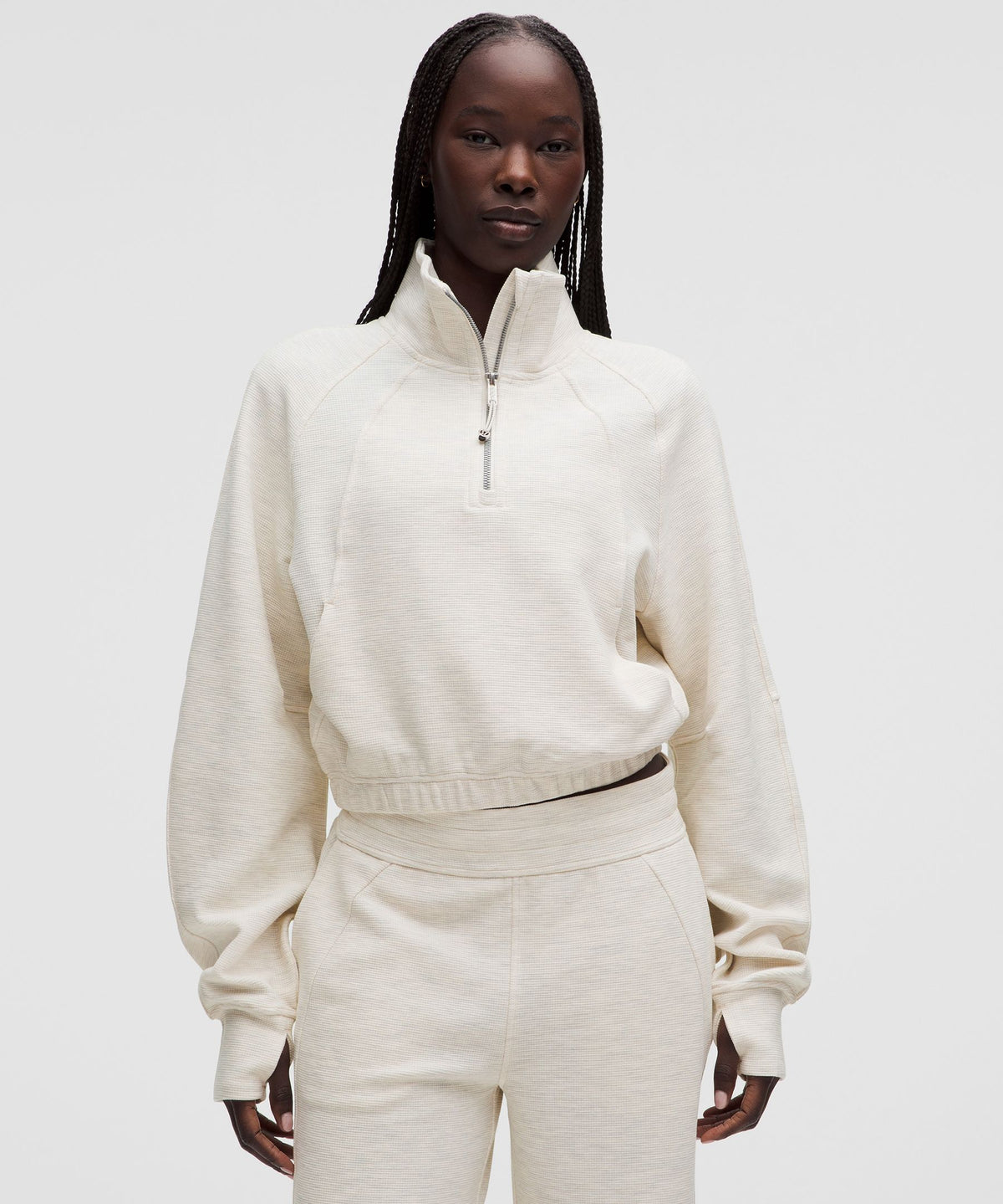 Scuba Cropped Funnel-Neck Half ZipWaffle