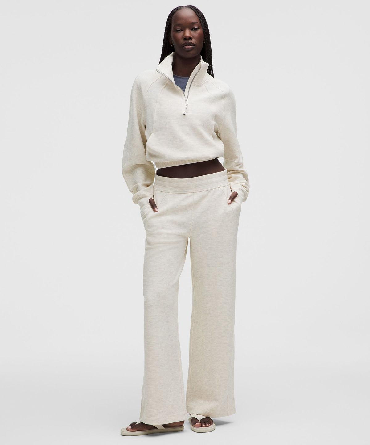Scuba Cropped Funnel-Neck Half ZipWaffle