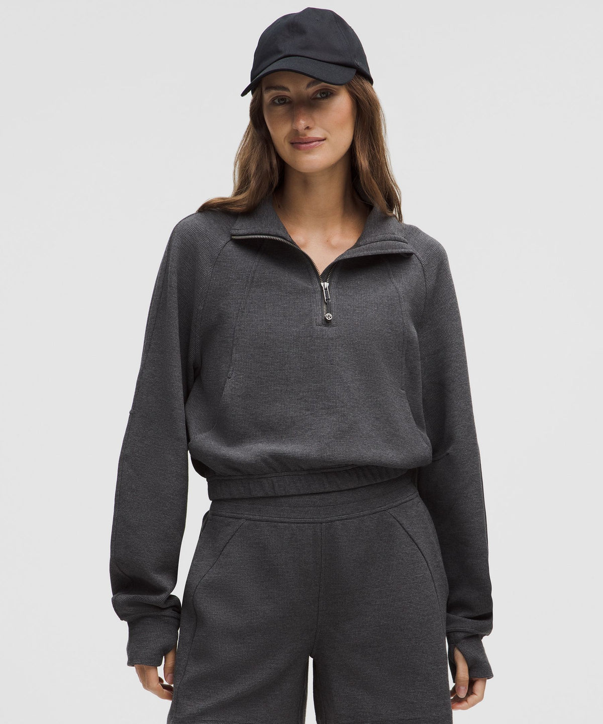 Scuba Cropped Funnel-Neck Half ZipWaffle