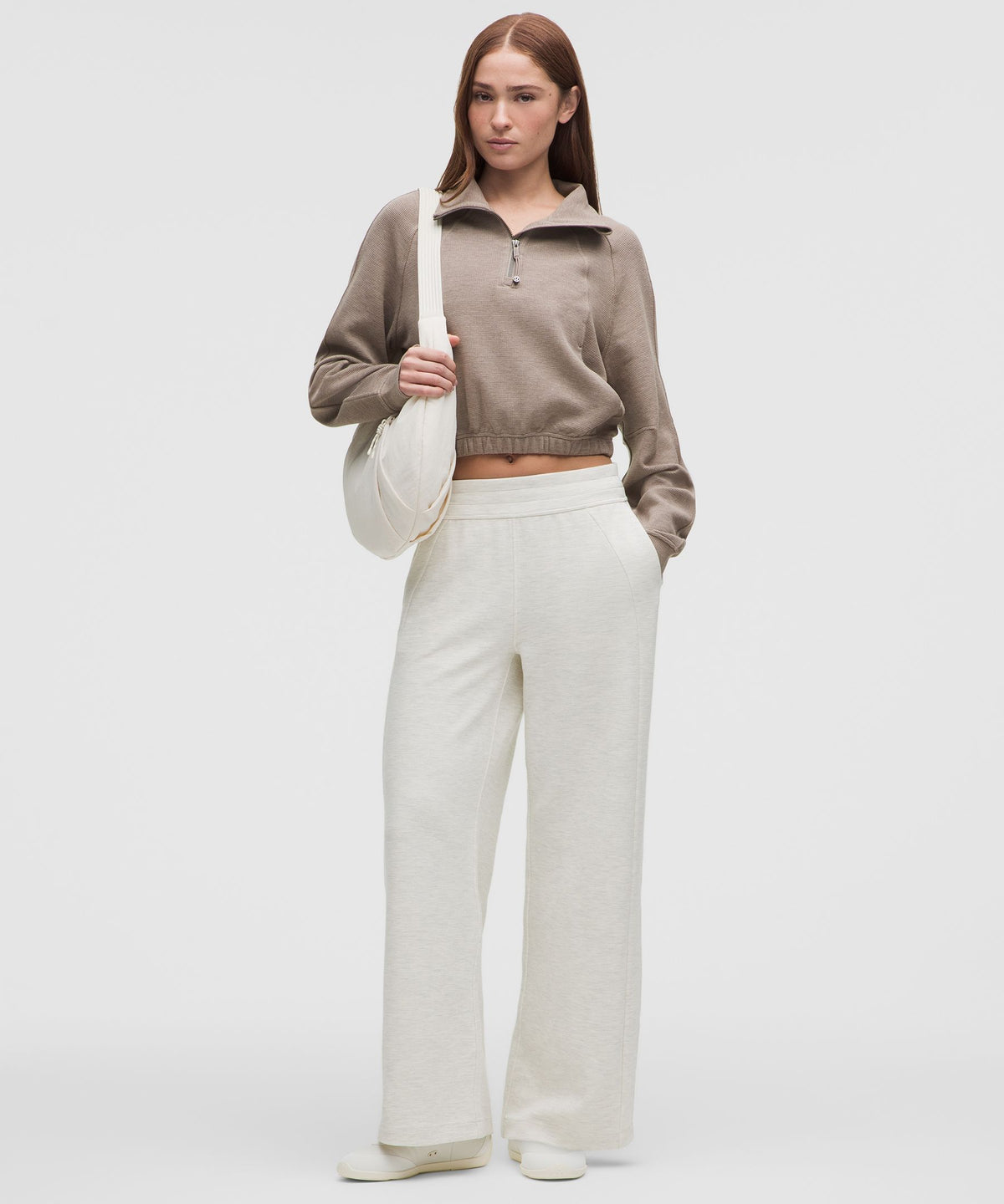 Scuba Cropped Funnel-Neck Half ZipWaffle