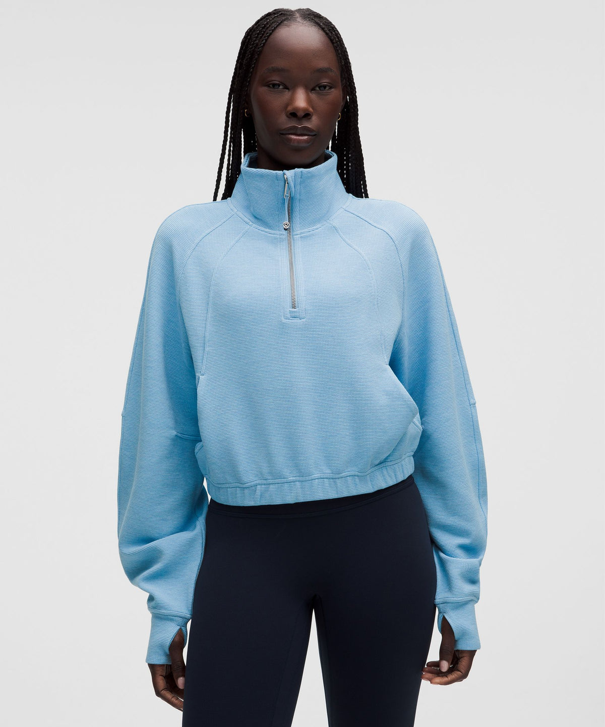 Scuba Cropped Funnel-Neck Half ZipWaffle