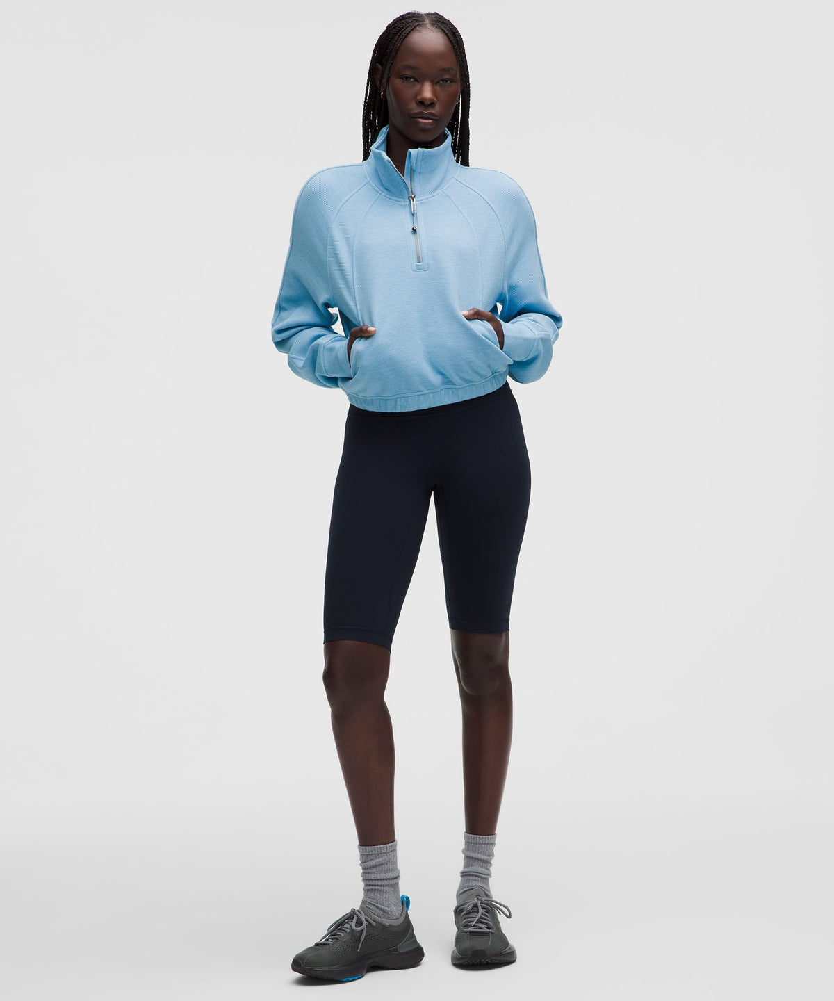 Scuba Cropped Funnel-Neck Half ZipWaffle