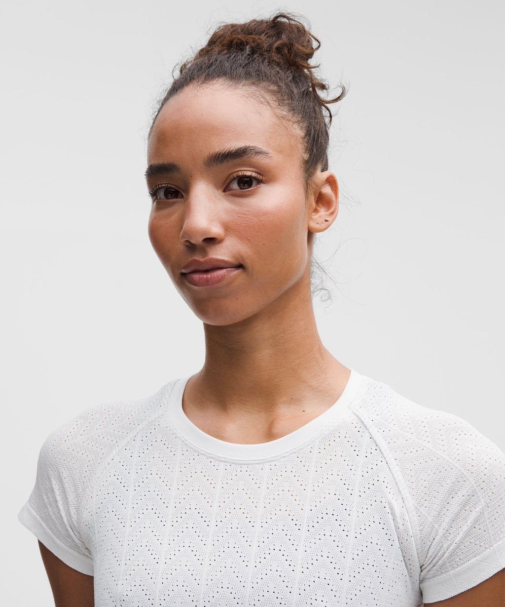 Swiftly Pointelle Short-Sleeve ShirtHip Length