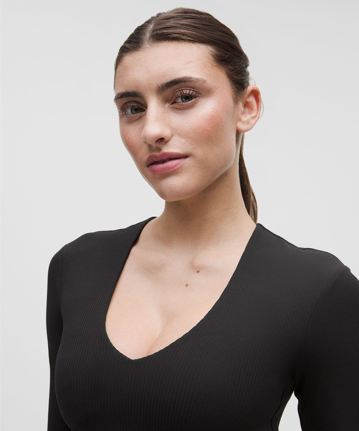 All It Takes Ribbed Nulu V-Neck Long-Sleeve ShirtB-D Cups