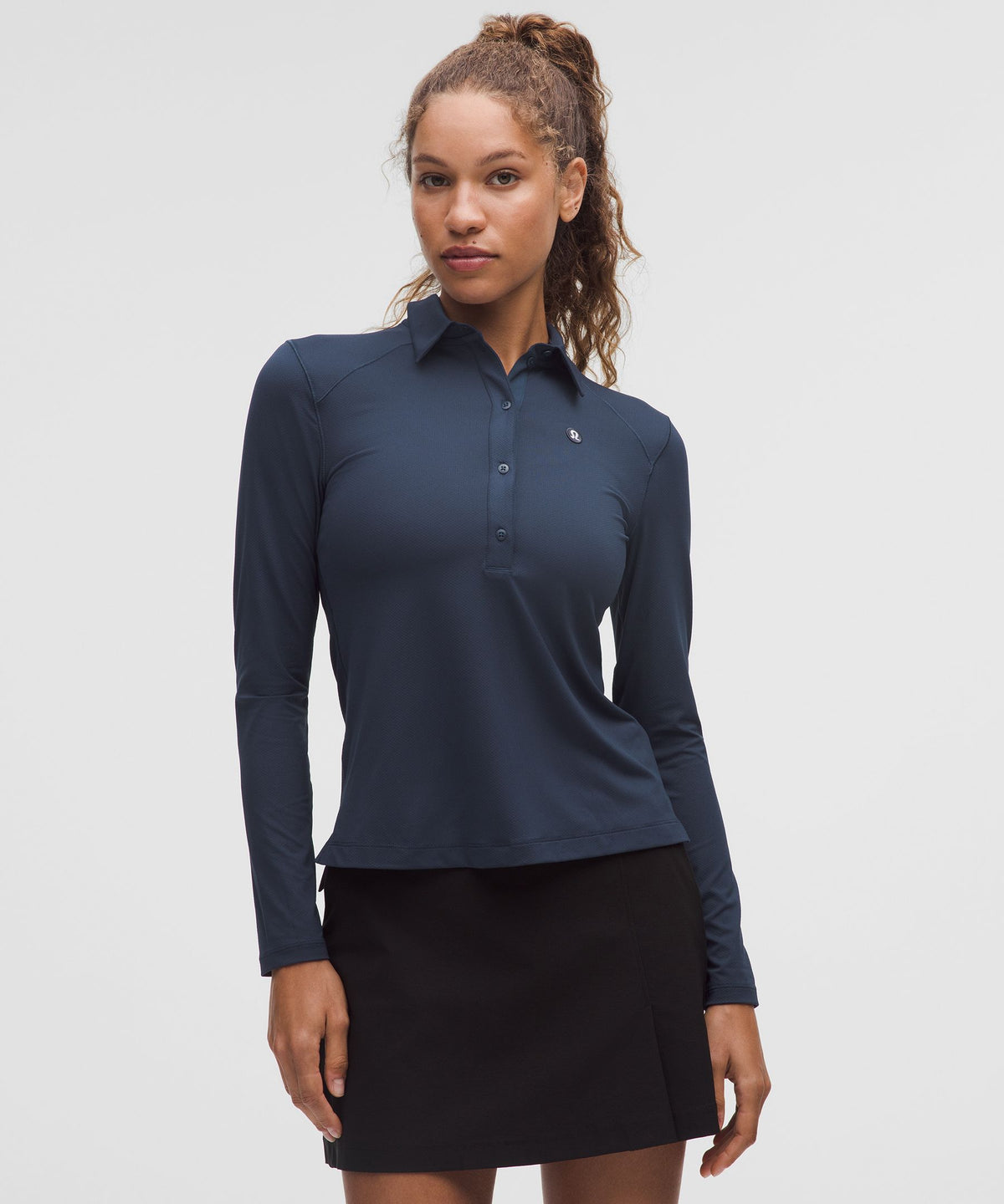 Quick-Dry Long-Sleeve Polo ShirtStraight Hem