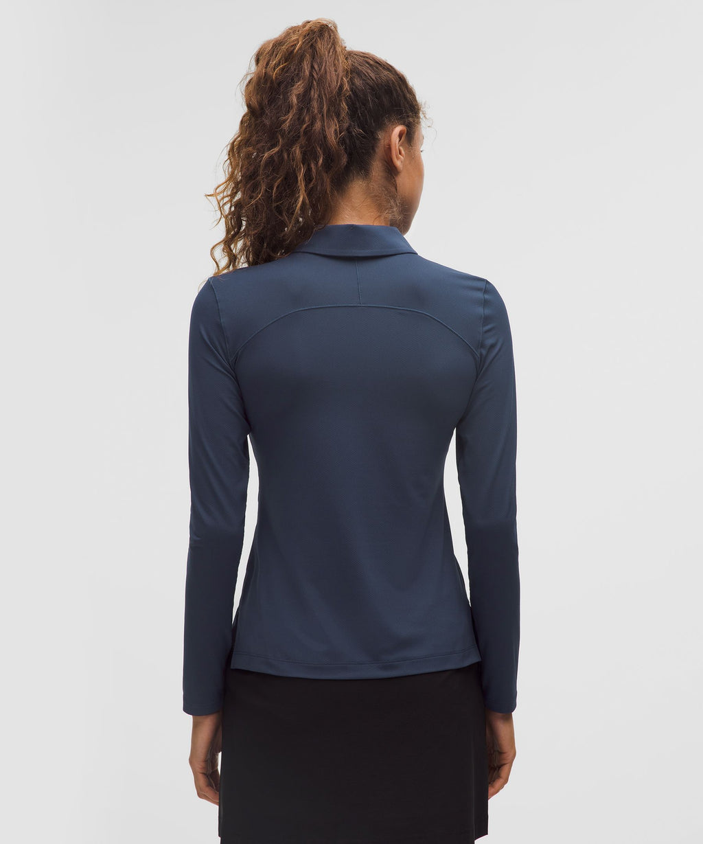 Quick-Dry Long-Sleeve Polo ShirtStraight Hem