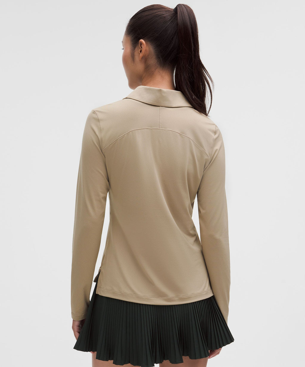 Quick-Dry Long-Sleeve Polo ShirtStraight Hem