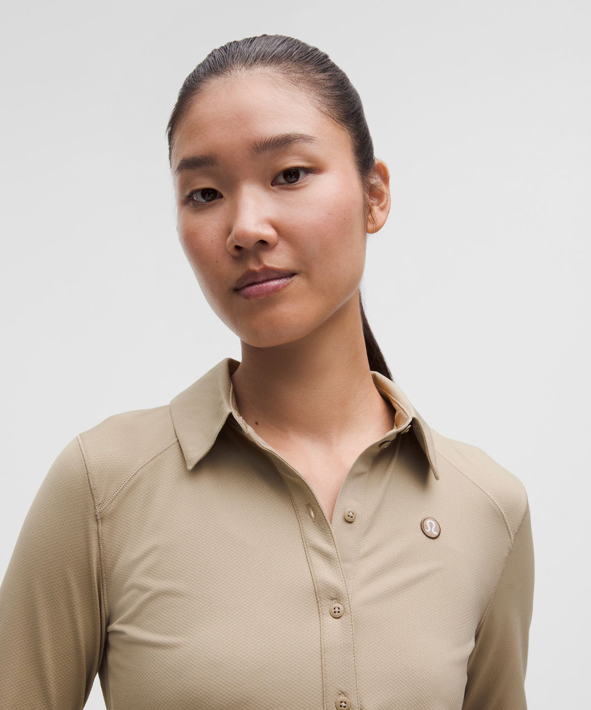 Quick-Dry Long-Sleeve Polo ShirtStraight Hem