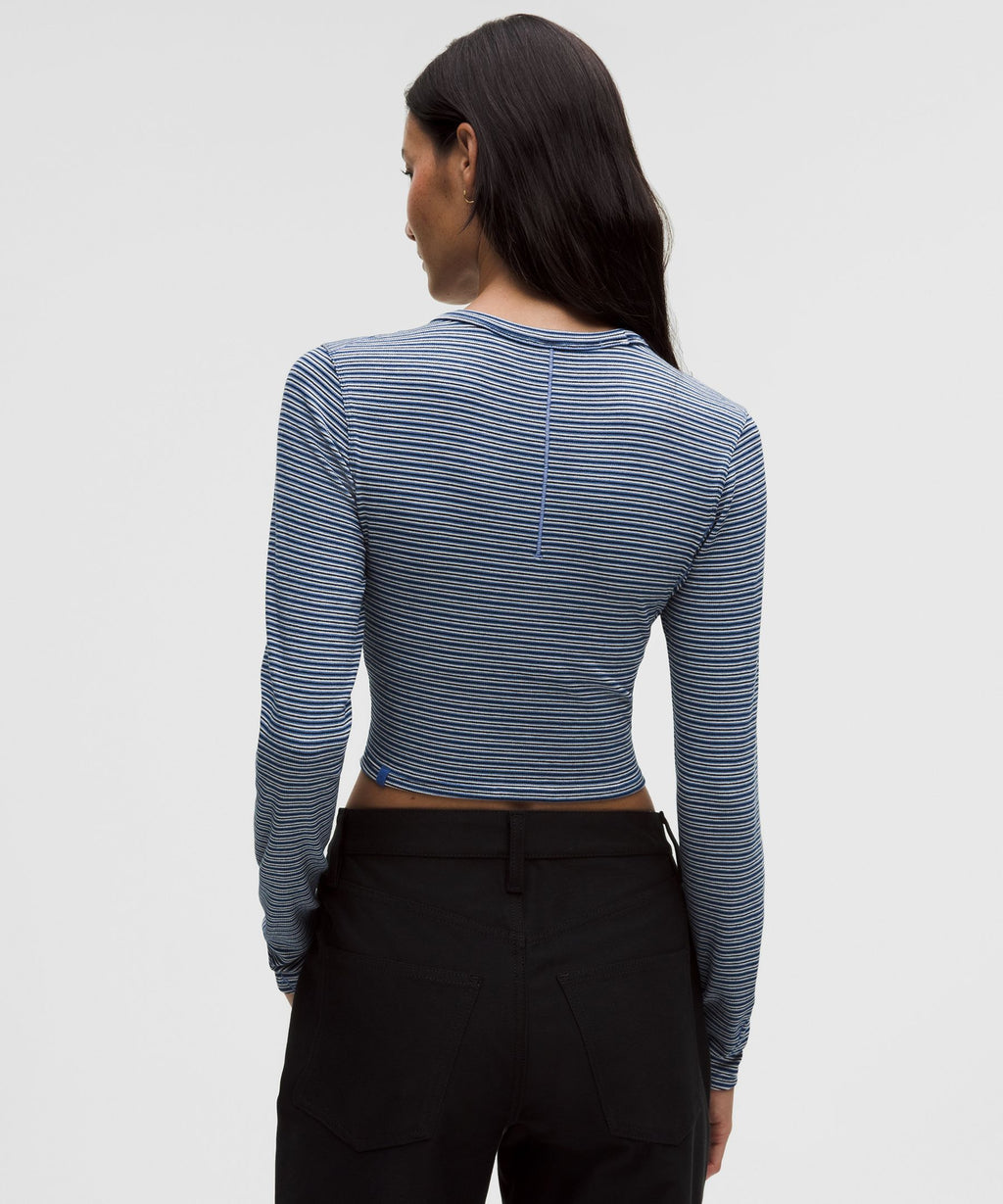 Hold Tight Straight-Hem Cropped Long-Sleeve Shirt