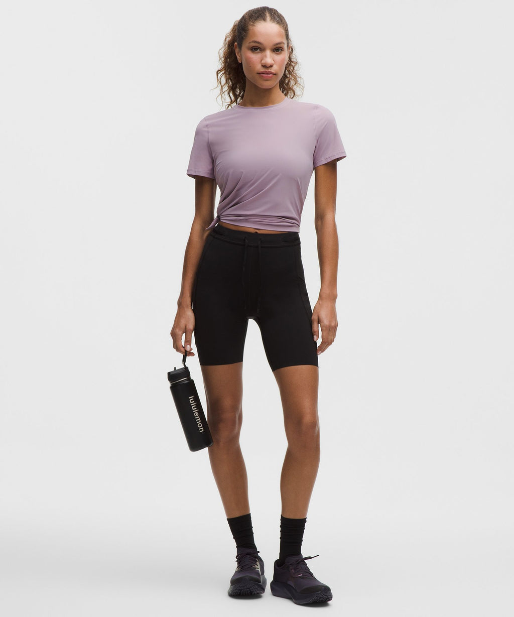 Side-Ruched Running Short-Sleeve Shirt