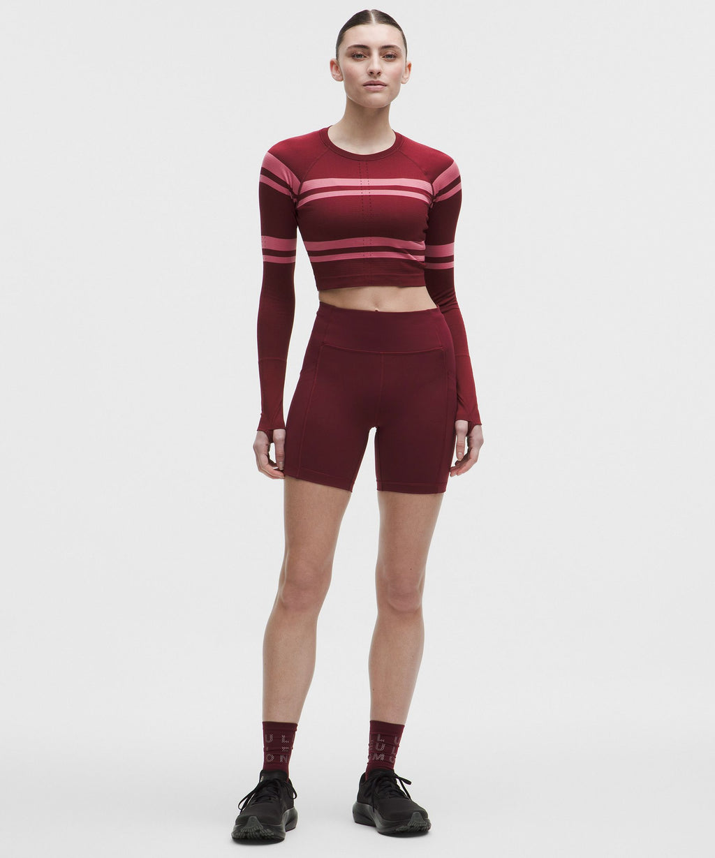Swiftly Tech Cropped Long-Sleeve Shirt 2.0Stripe