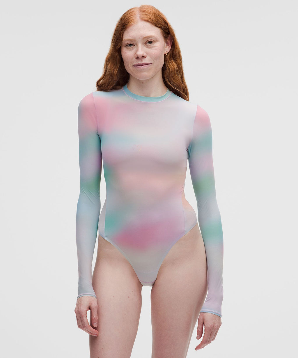 Wundermost Ultra-Soft Nulu Mesh Long-Sleeve Crewneck BodysuitPride