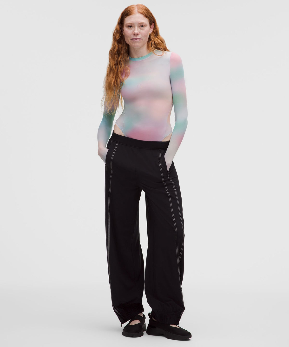 Wundermost Ultra-Soft Nulu Mesh Long-Sleeve Crewneck BodysuitPride