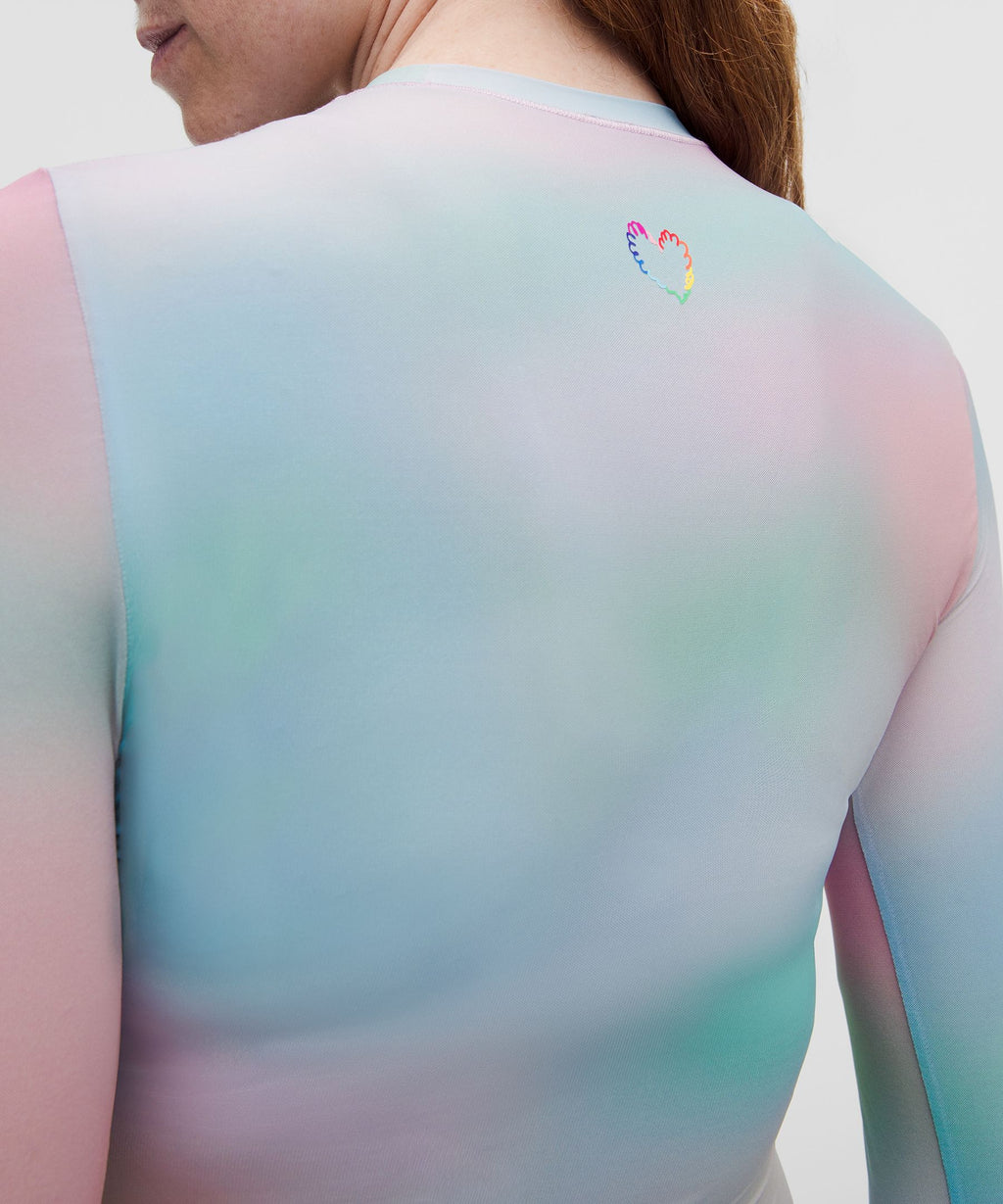 Wundermost Ultra-Soft Nulu Mesh Long-Sleeve Crewneck BodysuitPride