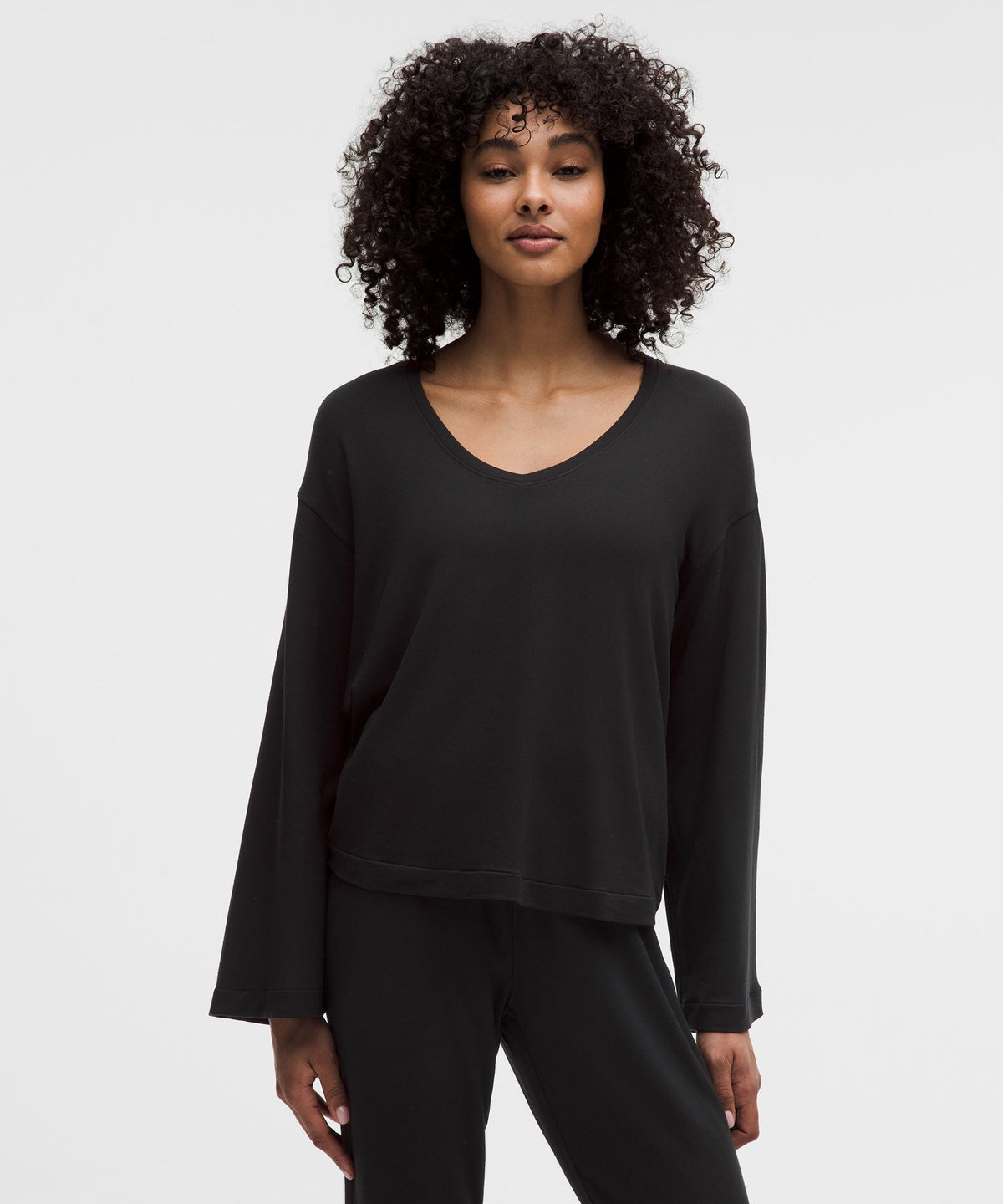 BeCalm V-Neck Bell Sleeve Shirt