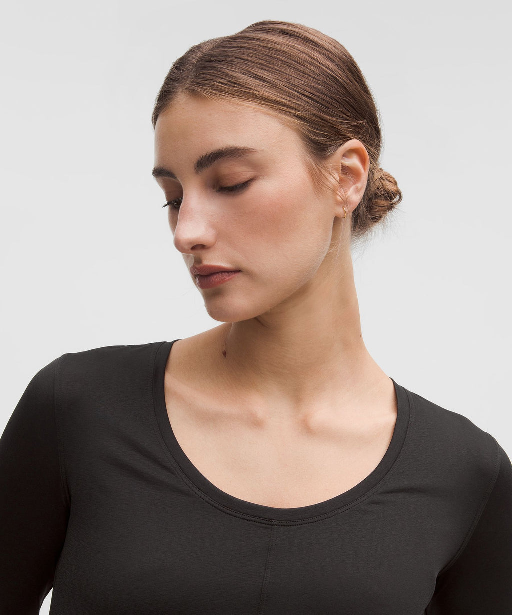 Lightweight Flowy Hem Long-Sleeve Shirt