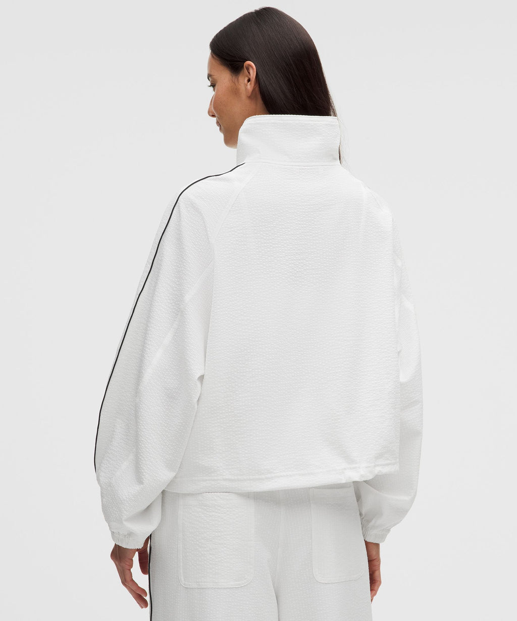 Seersucker WovenAir Funnel-Neck Half Zip
