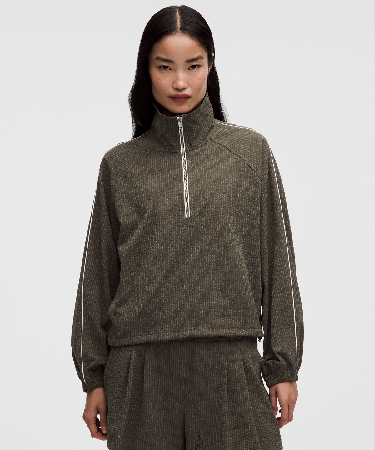 Seersucker WovenAir Funnel-Neck Half Zip
