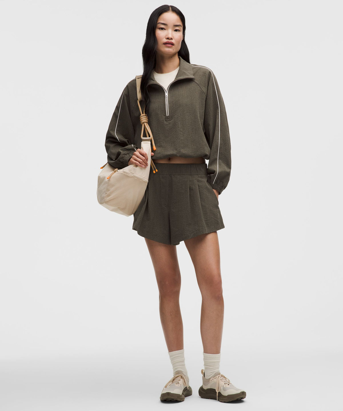 Seersucker WovenAir Funnel-Neck Half Zip