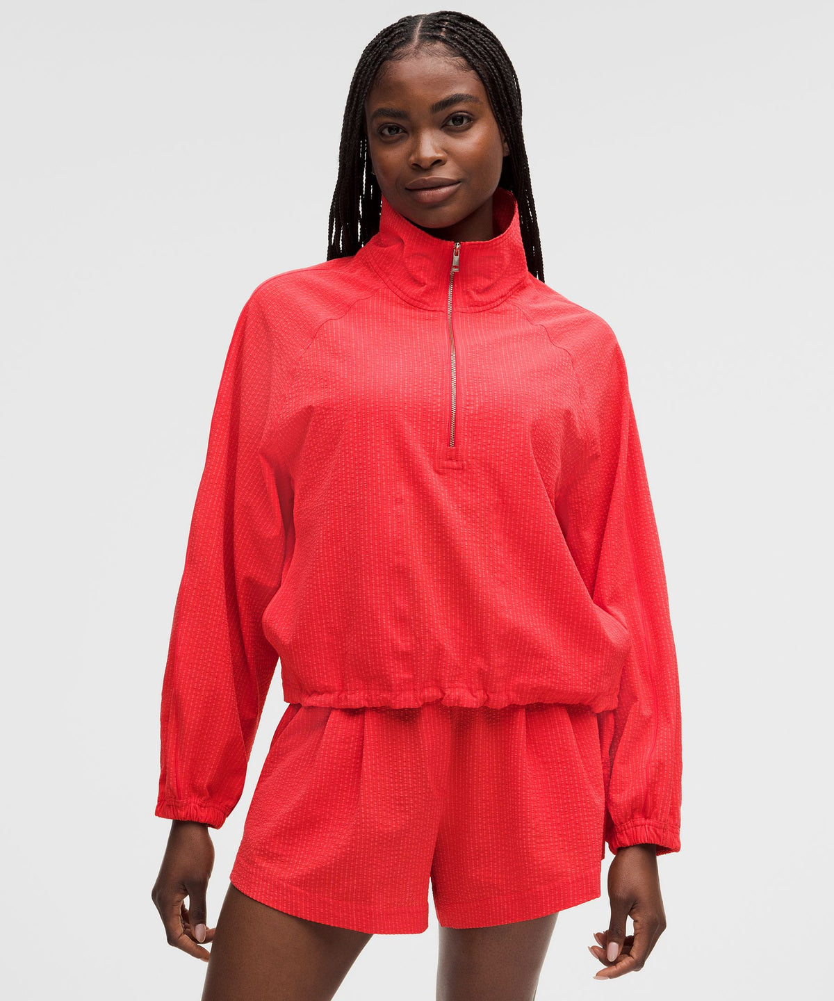 Seersucker WovenAir Funnel-Neck Half Zip
