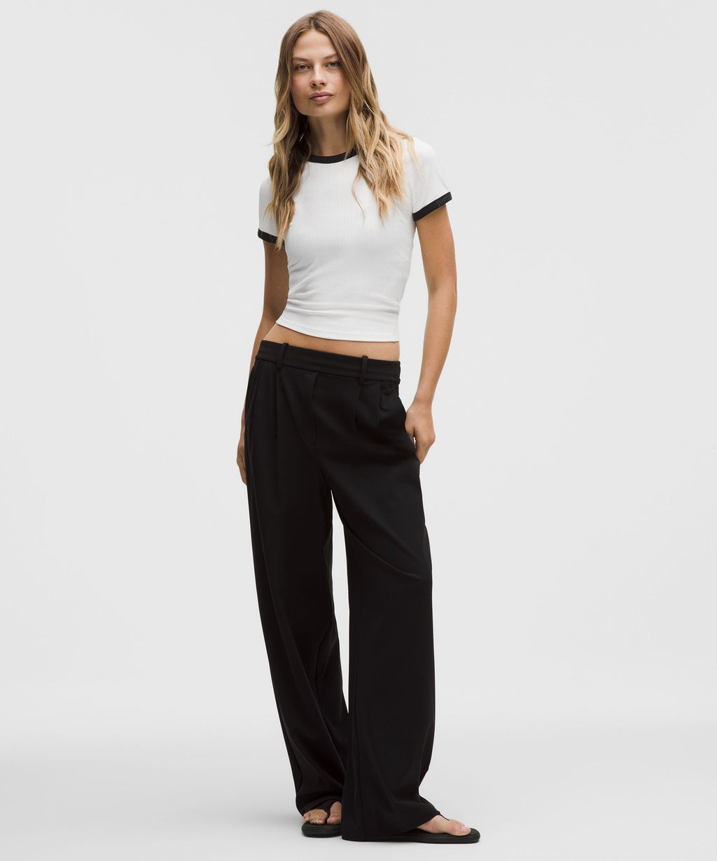 Hold Tight Micro-Rib Straight-Hem T-Shirt