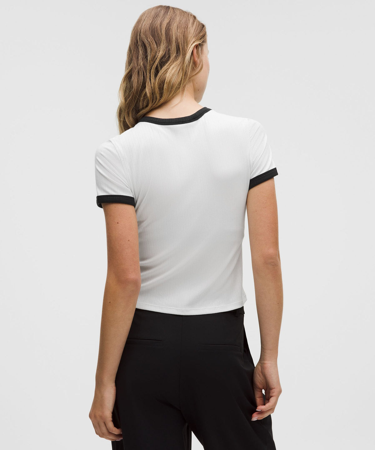 Hold Tight Micro-Rib Straight-Hem T-Shirt