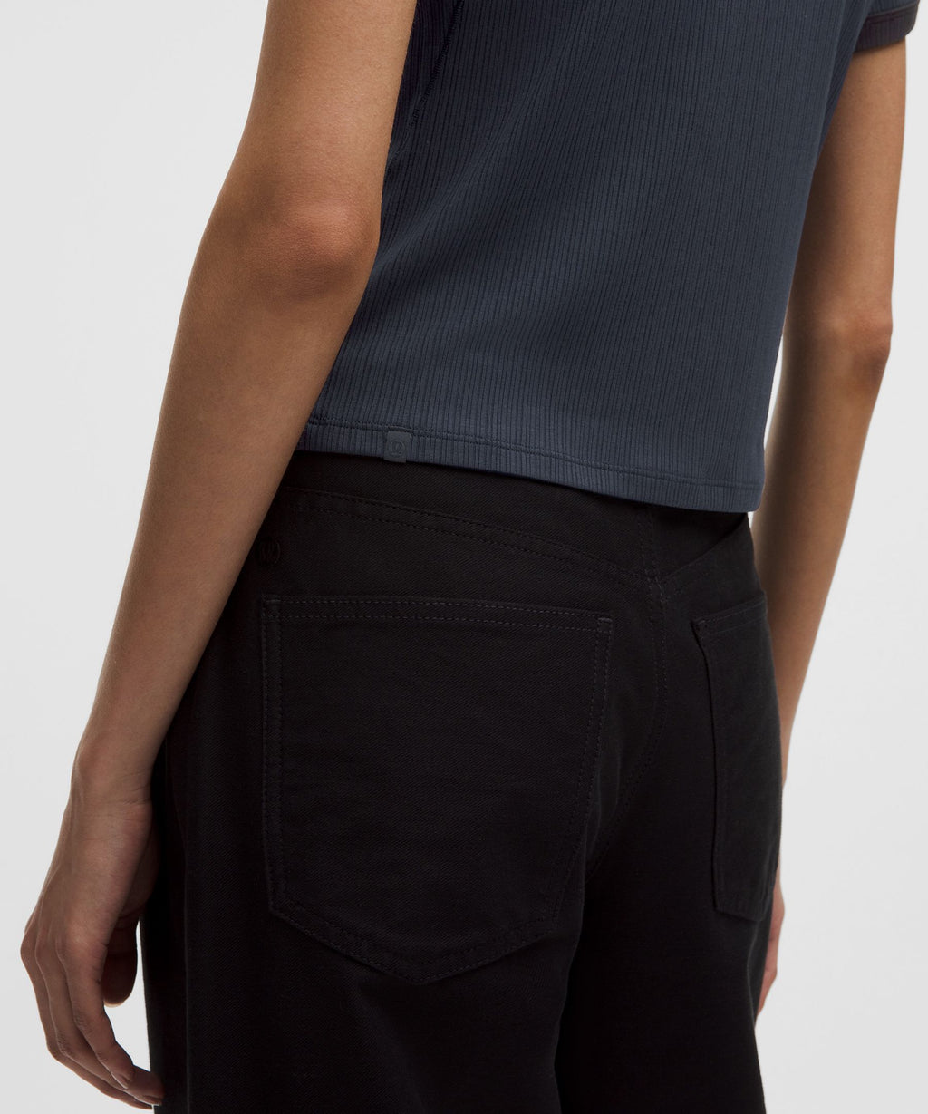 Hold Tight Micro-Rib Straight-Hem T-Shirt