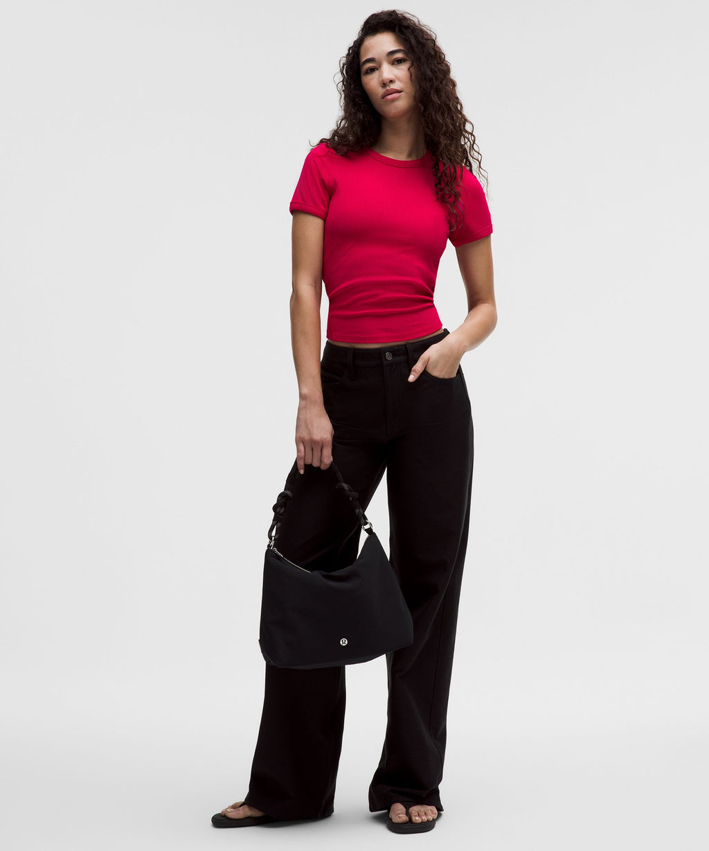 Hold Tight Micro-Rib Straight-Hem T-Shirt