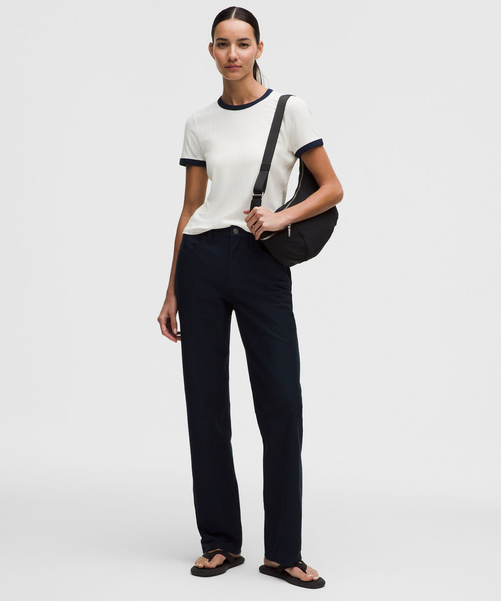 Hold Tight Micro-Rib Straight-Hem T-Shirt