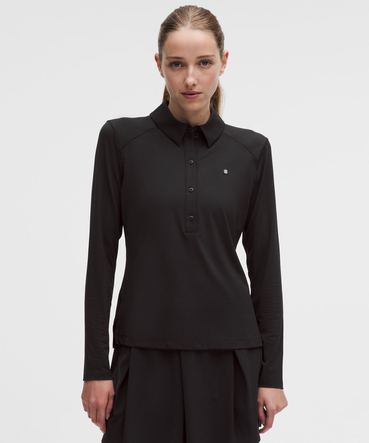Quick-Dry Long-Sleeve Polo ShirtStraight Hem