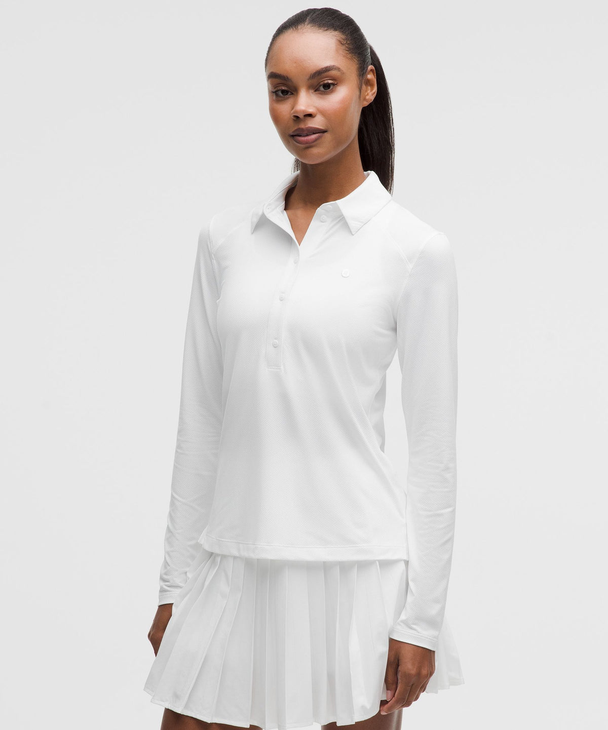 Quick-Dry Long-Sleeve Polo ShirtStraight Hem