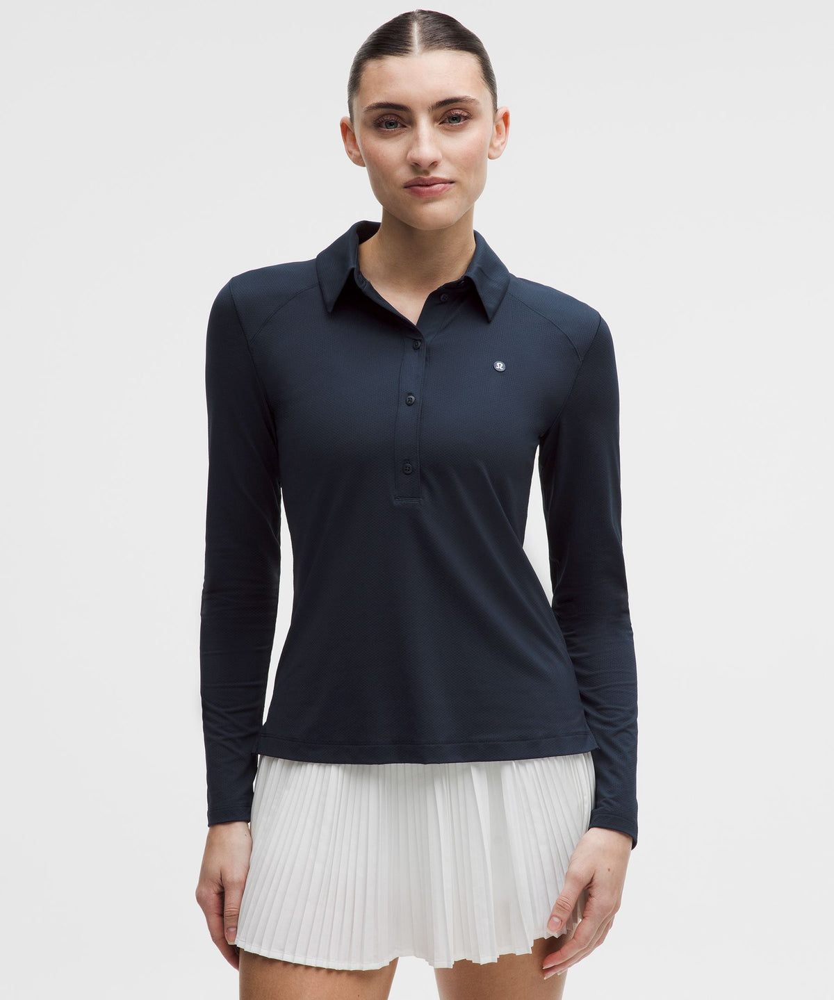 Quick-Dry Long-Sleeve Polo ShirtStraight Hem