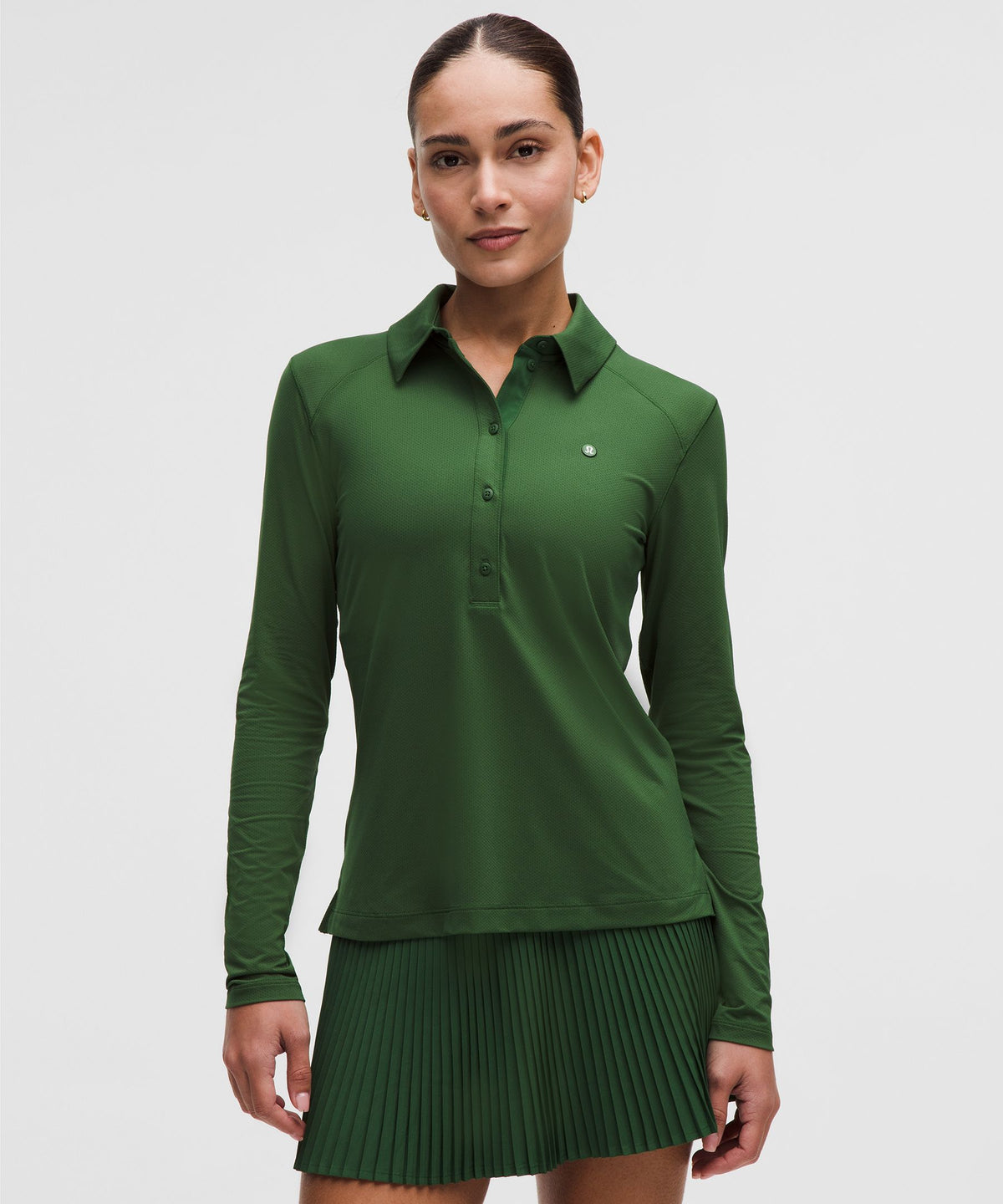 Quick-Dry Long-Sleeve Polo ShirtStraight Hem