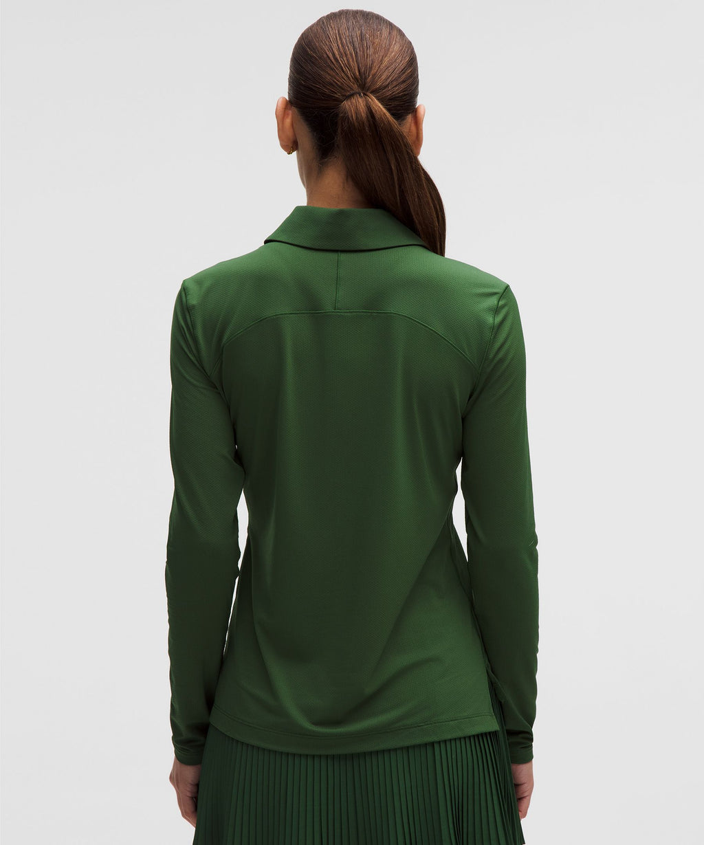 Quick-Dry Long-Sleeve Polo ShirtStraight Hem