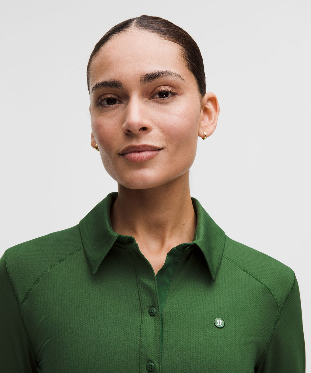 Quick-Dry Long-Sleeve Polo ShirtStraight Hem