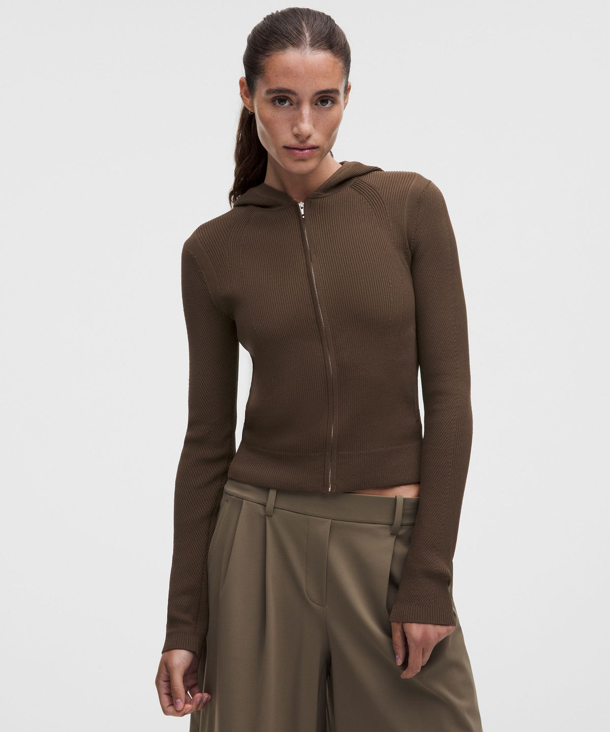 Structured Knit Zip-Up Hoodie