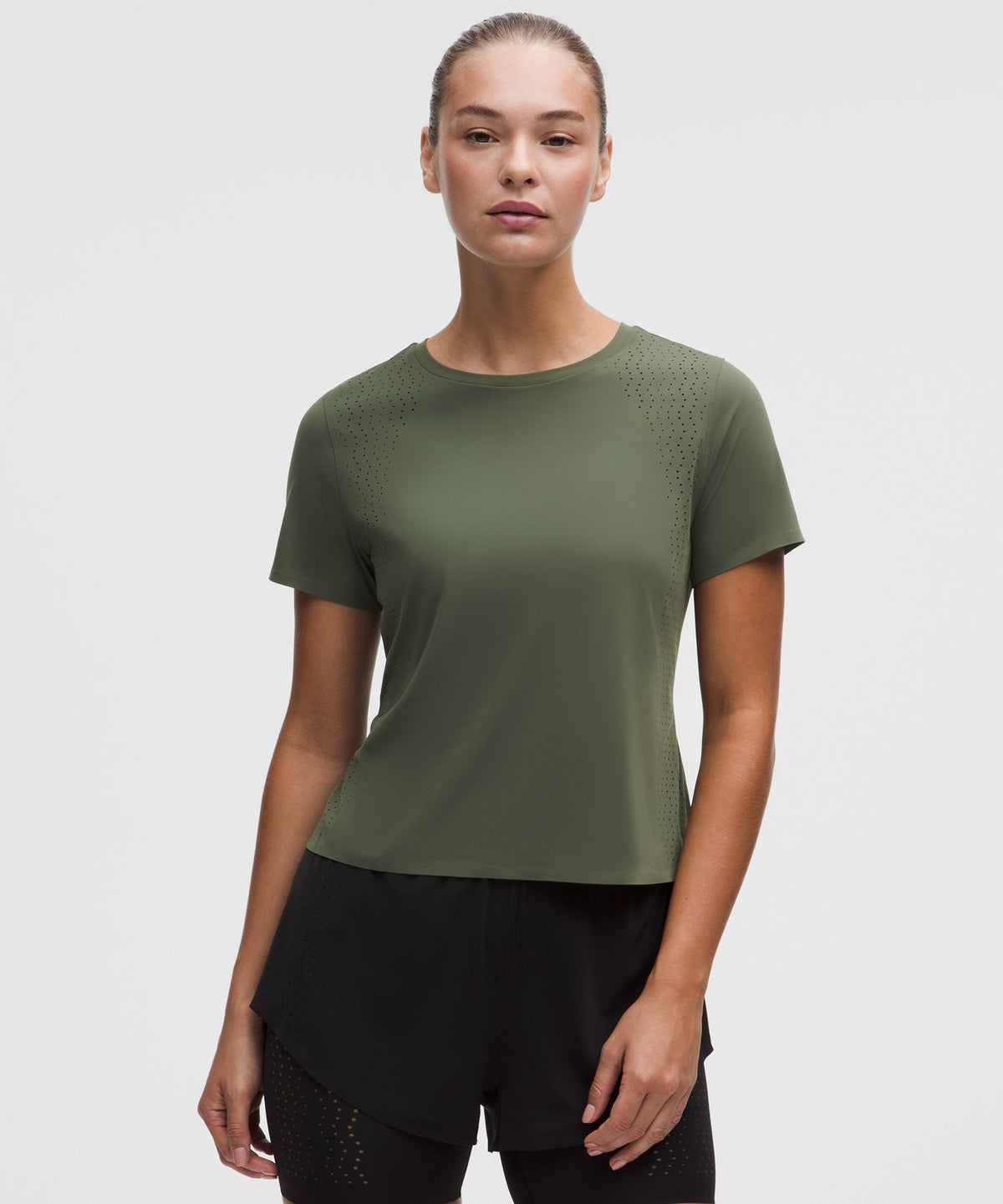 Sleek Perforated Running Short-Sleeve Shirt