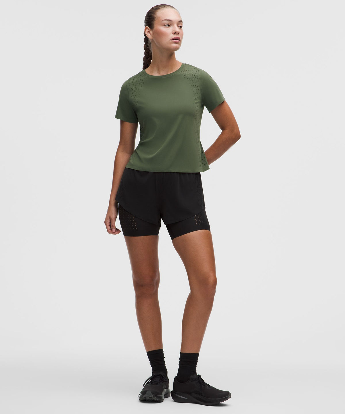 Sleek Perforated Running Short-Sleeve Shirt