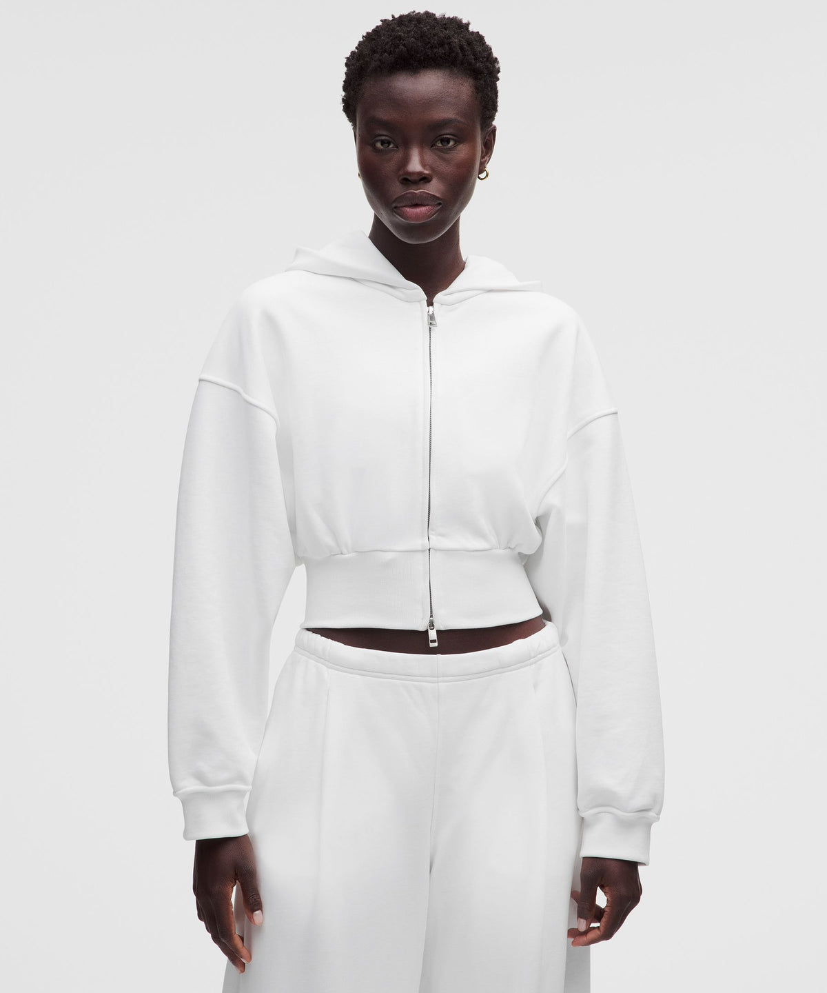 French Terry Cropped Full-Zip Hoodie