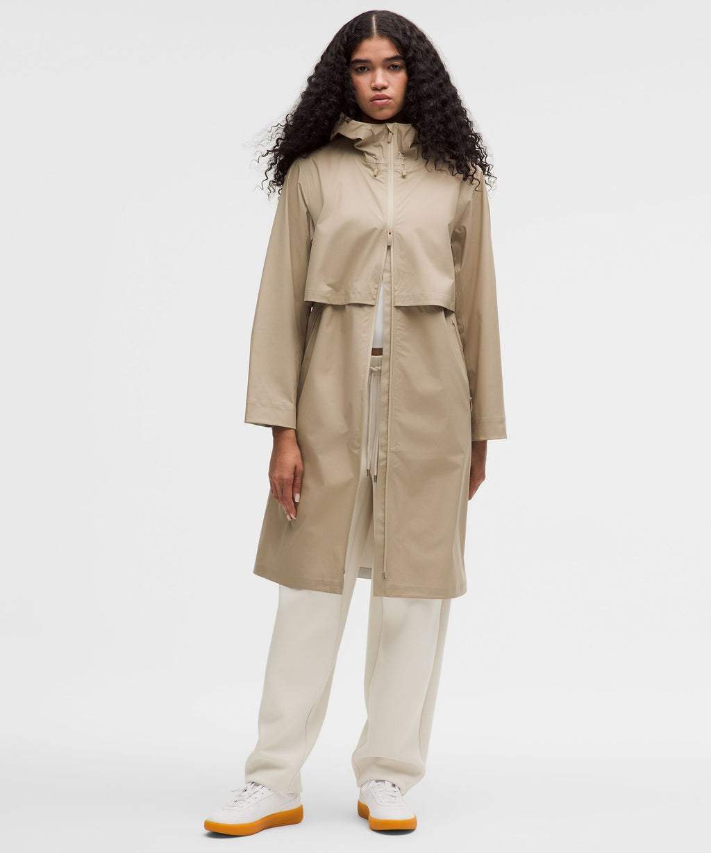 Lightweight Cinch-Waist Rain Coat
