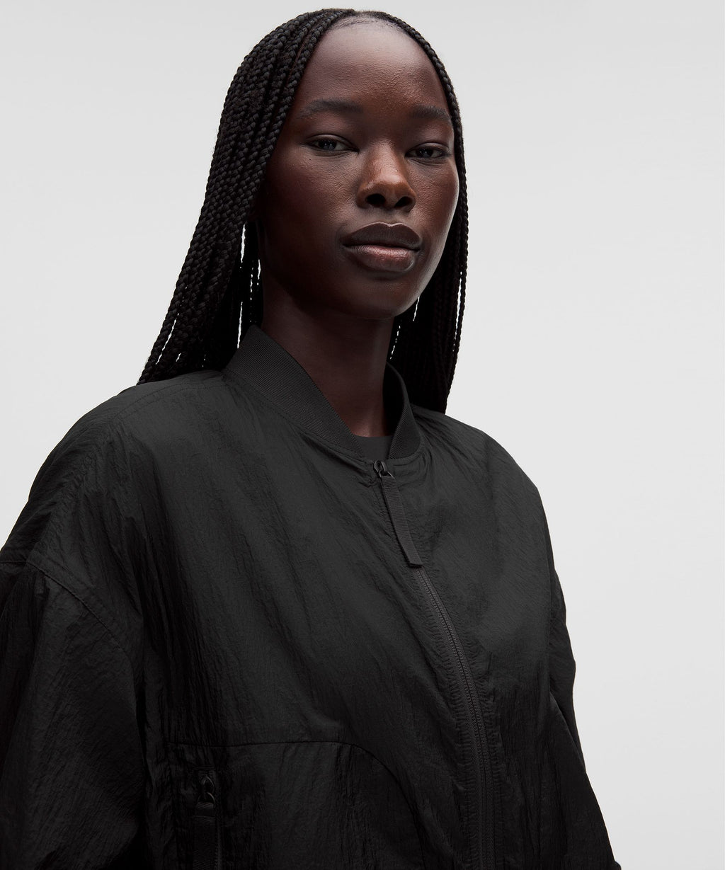 Curved-Hem Cropped Bomber