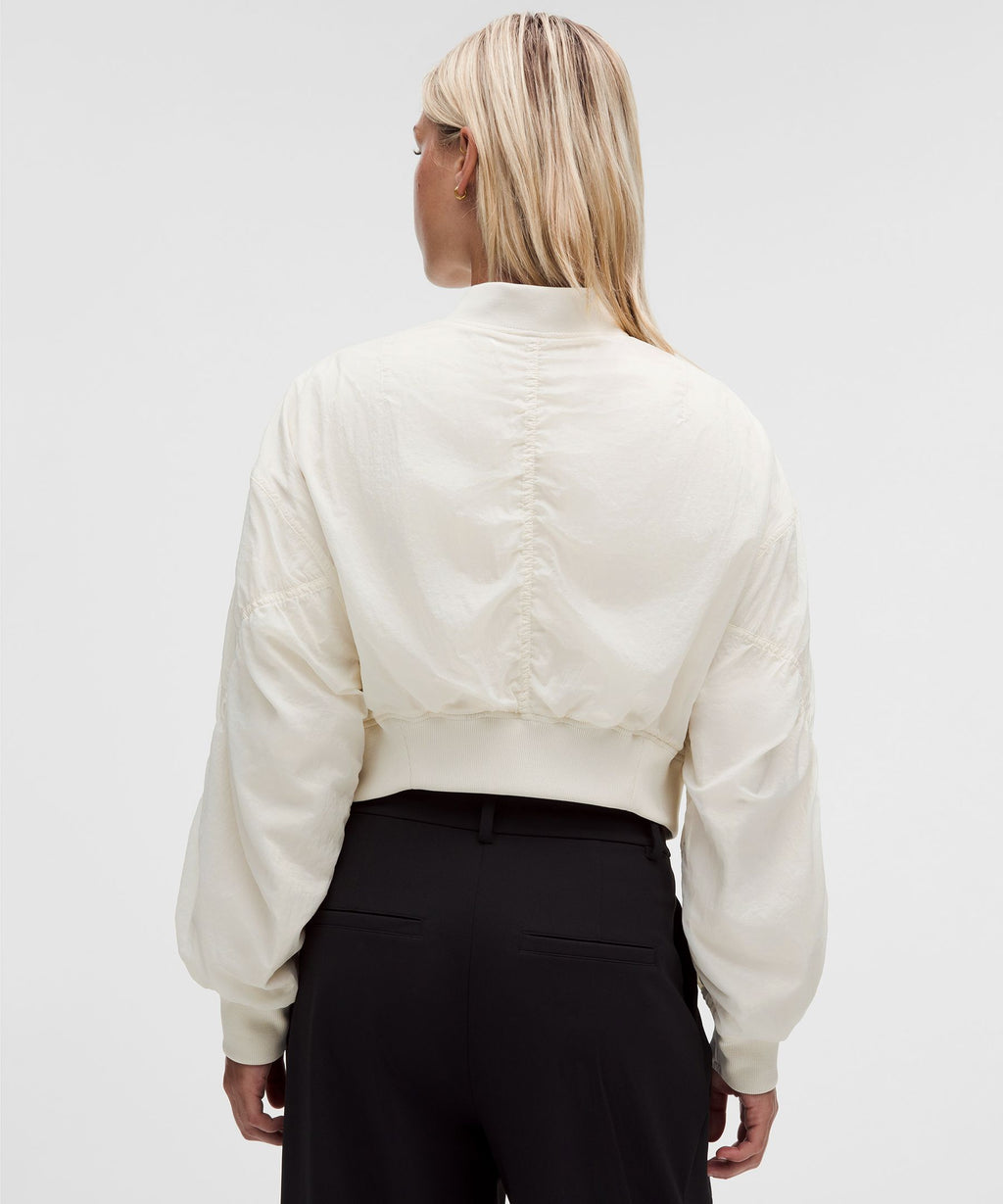 Curved-Hem Cropped Bomber